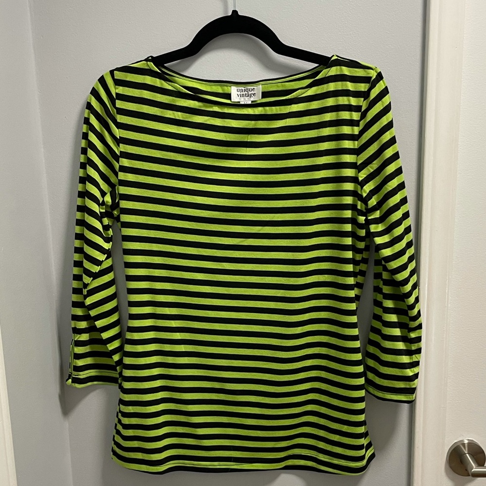 UV black and green striped top